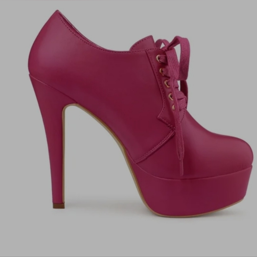 Allegra K | Platform Lace Up Round Toe Stiletto High Heel Ankle Booties